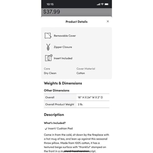 Andover Mills Home Textiles Gauvin Be Thankful Cotton Throw Pillow Tan - Picture 4 of 6